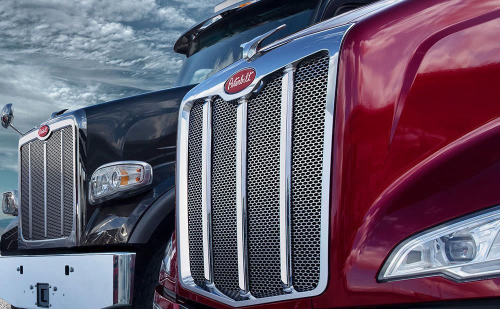 Front Grill of 2 Peterbilt Trucks